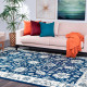 Tapis classique bleu marine pour salon Vallo