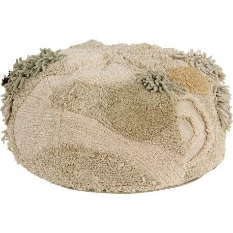 Pouf crème enfant en coton Mossy Rock