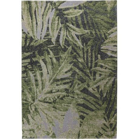 Tapis vert floral plat effet usé pour salon Pacino