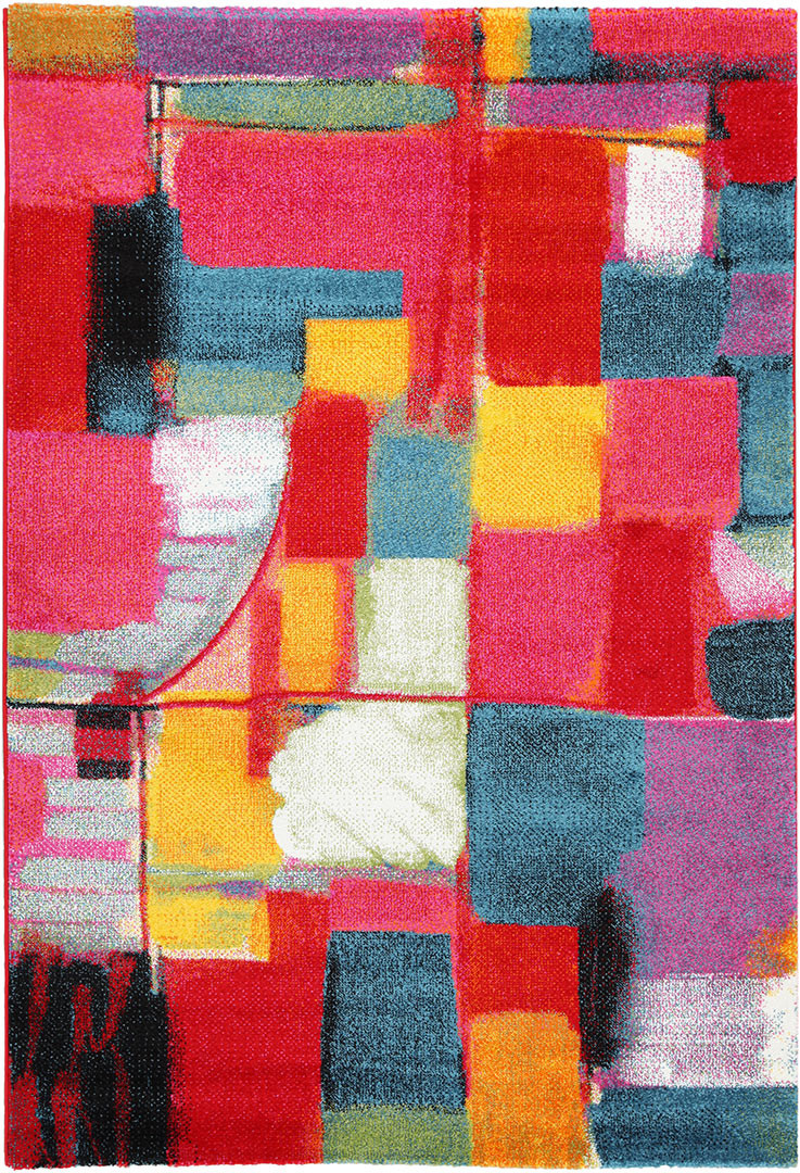 Tapis design abstrait à courtes mèches multicolore Clovelly