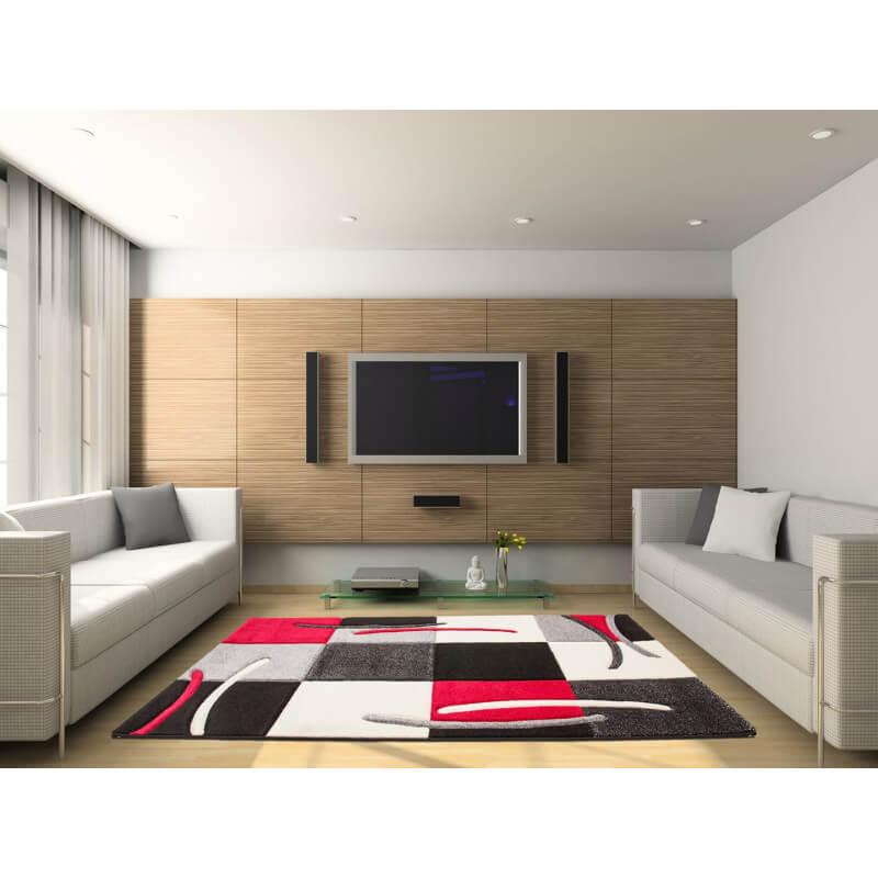 Tapis design pour salon rouge sweet Image de tapis pour salon