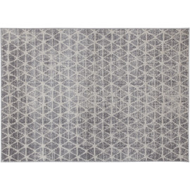 Tapis plat design lavable en machine rayé beige Louvière