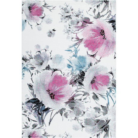 Tapis floral blanc polypropylène rectangle contemporain Wolves