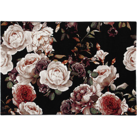 Tapis floral noir polypropylène rectangle contemporain Dublin