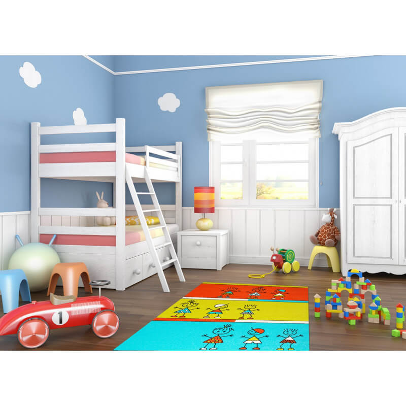 Des produits dédiés aux chambres des bambins Moderne Poils Ras Tapis Enfant Motif Étoilé Chambre D'Enfant Étoile Gris Blanc, Dimension:80x150 cm