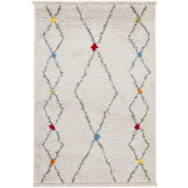 Tapis shaggy de salon berbère crème ethnique Ennis