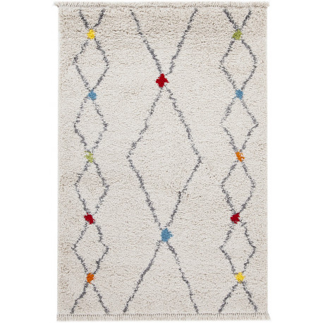 Tapis shaggy de salon berbère crème ethnique Ennis