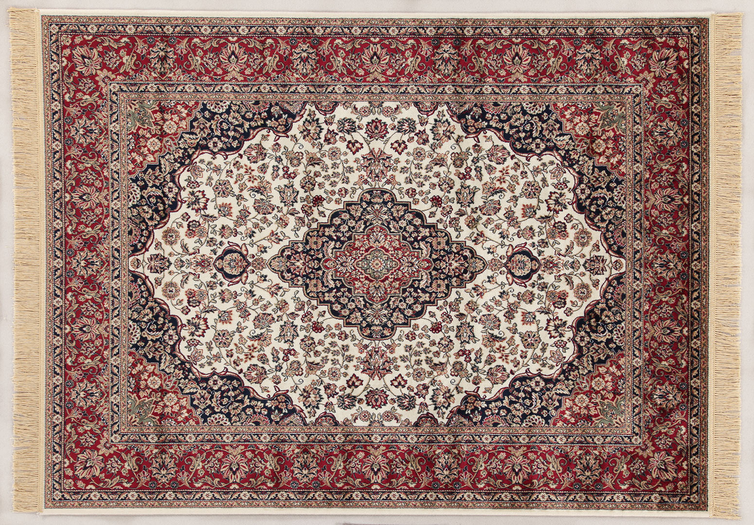 Tapis Rond Vintage Oriental 190 Cm - Poils Ras Marron - Pour Salon, Chambre, Bureau - Dessous Antidérapant