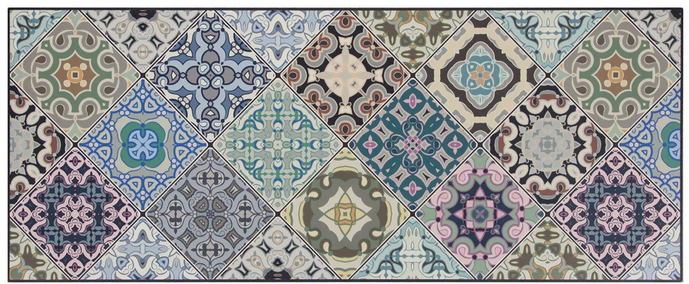 Carreau de ciment collection uni modèle bleu canard | Marrakech deco