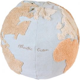 Pouf lavable en machine bleu enfant World Map Lorena Canals