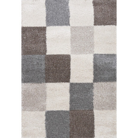 Tapis design à longues mèches beige Mystic