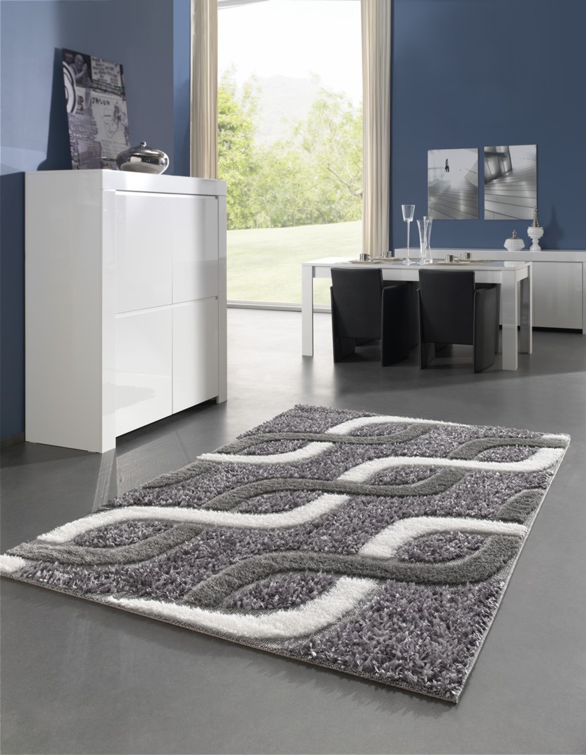  Tapis  moderne pour salon  shaggy gris  Kolyos