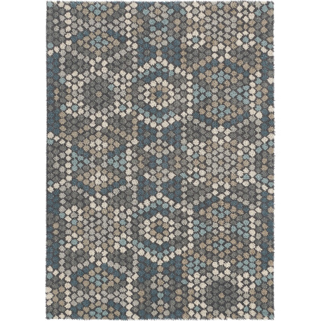 Tapis moderne bleu en laine Dart Mexico