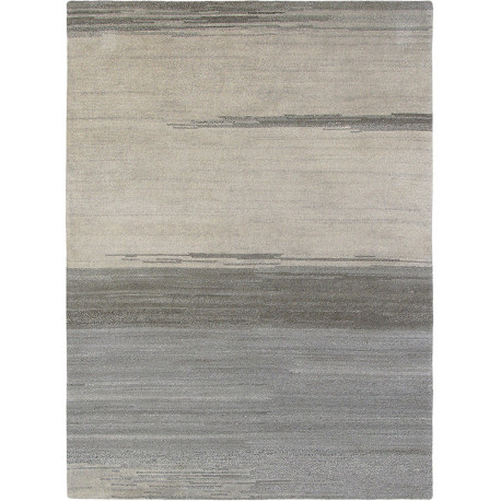 Tapis beige en laine moderne noué main rayé Yeti Sky