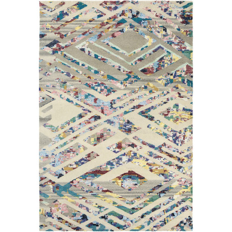 Tapis multicolore noué main laine et viscose vintage Yeti Summit