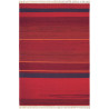 Tapis rouge rayé plat design avec franges laine Kashba Delight