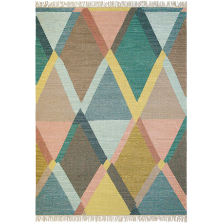 Tapis multicolore plat avec franges design Kashba Jewel