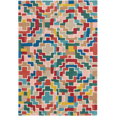 Tapis design multicolore pour salon en laine Estella Tetris