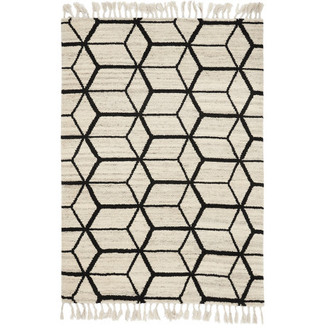 Tapis scandinave noué main laine avec franges Arabiska Geometrisk