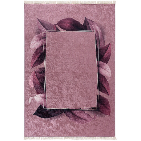 Tapis design plat lavable en machine floral Nocario