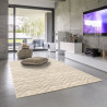 Tapis rayé beige moderne en polyester brillant Abriel