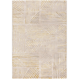 Tapis rayé beige moderne en polyester brillant Abriel