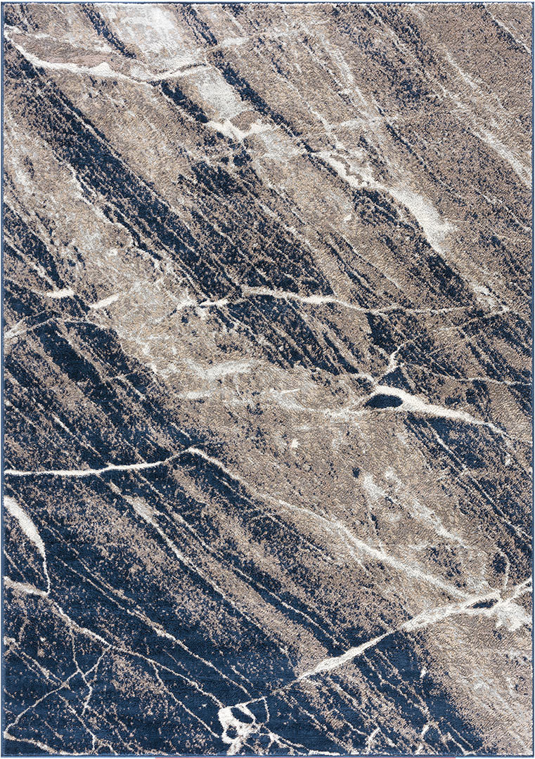 Tapis effet marbre bleu rectangle moderne Khuma