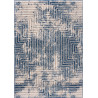 Tapis bleu moderne à courtes mèches rectangle Hinako