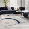 Tapis bleu rectangle courbe pour salon design Merida