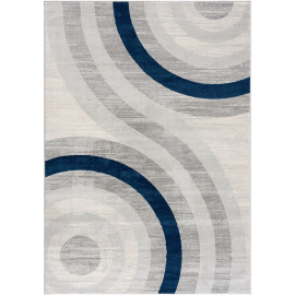 Tapis bleu rectangle courbe pour salon design Merida