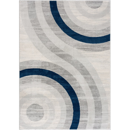 Tapis bleu rectangle courbe pour salon design Merida