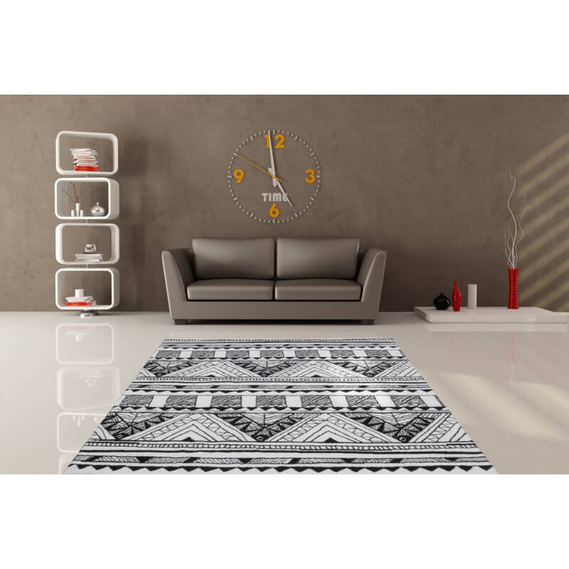 Tapis à motifs moderne pour salon noir et blanc toluca Image de tapis pour salon