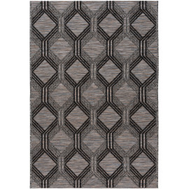 Tapis graphique intérieur et extérieur plat design gris Zeina