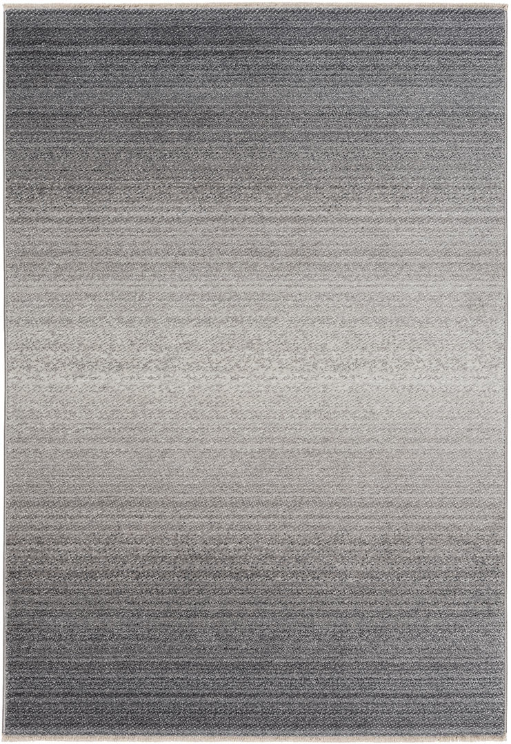 Tapis gris avec franges rayé moderne Skelund