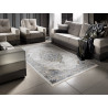 Tapis vintage bleu rayé avec franges salon Sindal