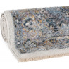 Tapis vintage bleu rayé avec franges salon Sindal