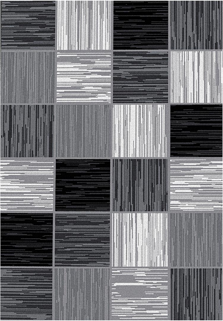 Tapis moderne rayé graphique rectangle noir Berg