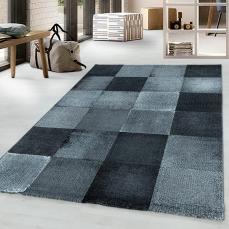 Grand tapis de salon moderne aux nuances grises et noires 