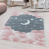 Tapis enfant à courtes mèches rectangle Lune