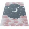 Tapis enfant à courtes mèches rectangle Lune