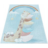 Tapis bébé à courtes mèches bleu Giraphe