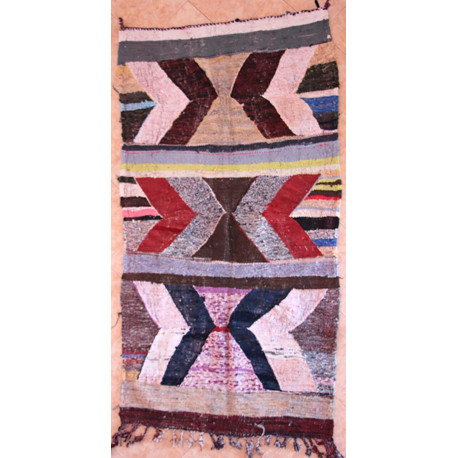 Tapis kilim multicolore en coton et tissus recyclés 220x115 Roman