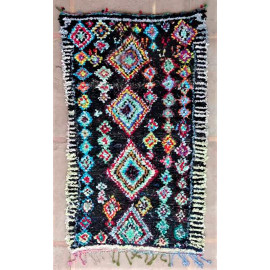 Tapis boucharouite vintage noué main noir 240x140 Maraba