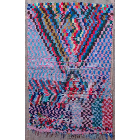 Tapis boucharouite bleu vintage 190x120 Sima
