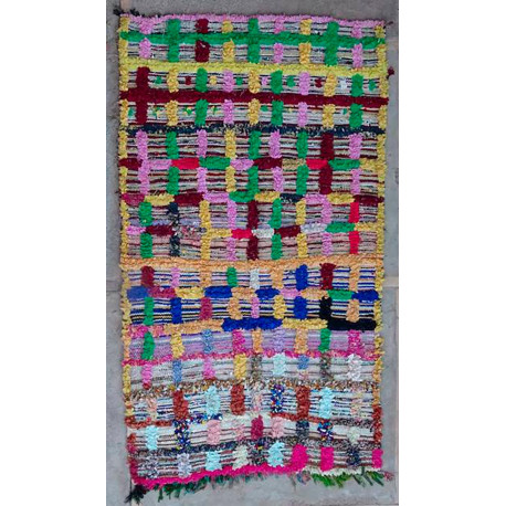 Tapis boucharouite noué main vintage multicolore 200x110 Juna