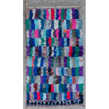 Tapis boucharouite noué main vintage 175x100 multicolore Fencie