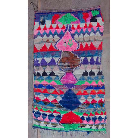 Tapis boucharouite noué main multicolore vintage 190x115 Mara