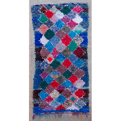 Tapis boucharouite vintage noué main 190x95 Aura