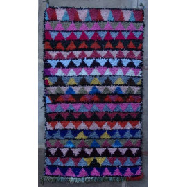 Tapis boucharouite noué main vintage multicolore 205x120 Boussa