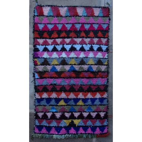 Tapis boucharouite noué main vintage multicolore 205x120 Boussa